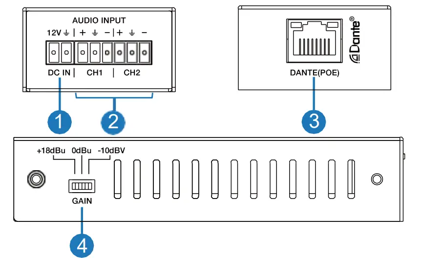 VigilLink VLDT-AA2E Dante 2CH Analog Audio Encoder with PoE - fig