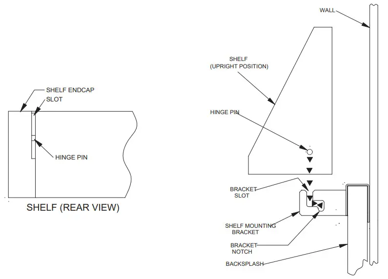 KitchenAid W10225948 Backsplash with shelf - each end of the shelf.