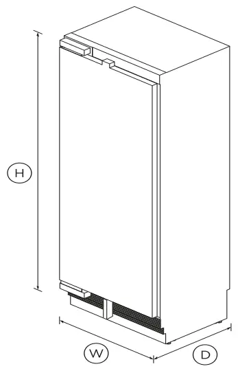 FISHER and PAYKEL RS7621FLJK1 76cm Integrated Column Freezer - DIMENSIONS