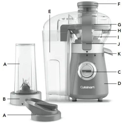 Cuisinart CBJ 450XA Kick Start Personal Juicer and Blender - PARTS AND FEATURES