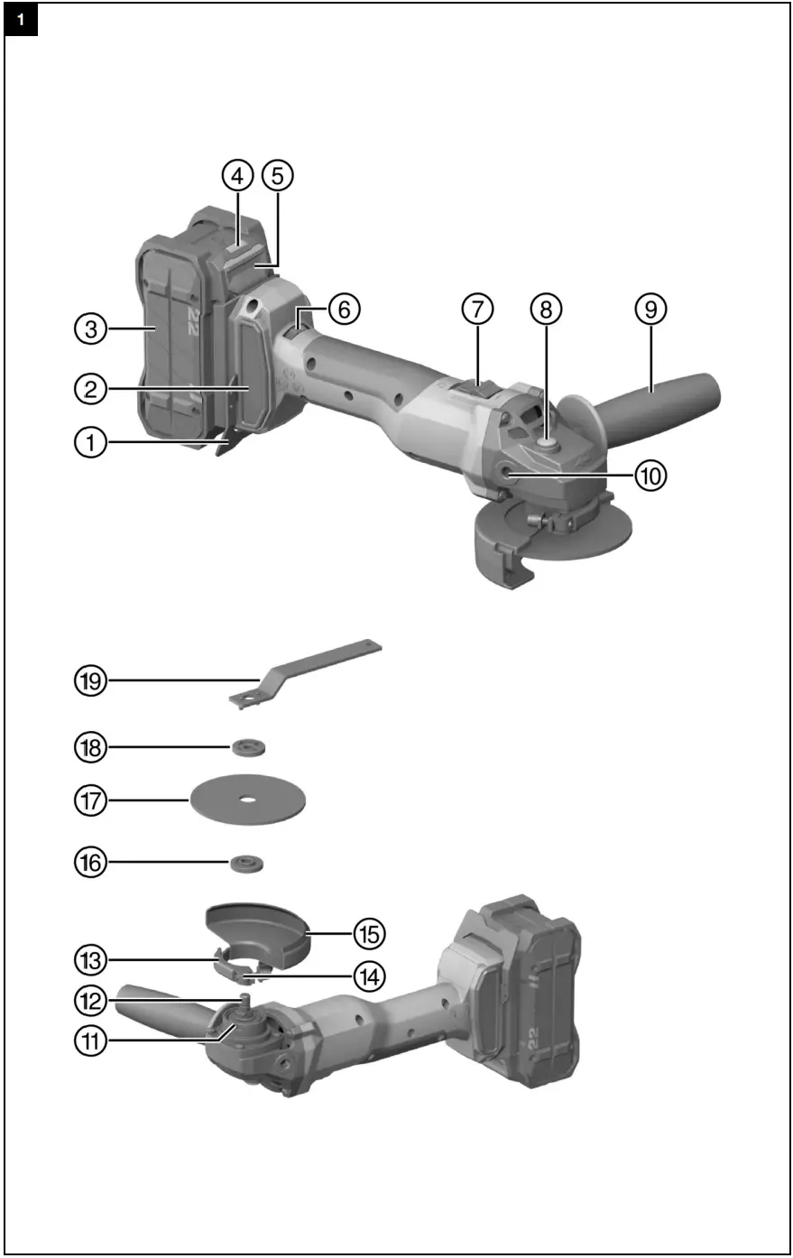 HILTI AG 4S 22 100 Cordless Angle Grinder - Figure 1