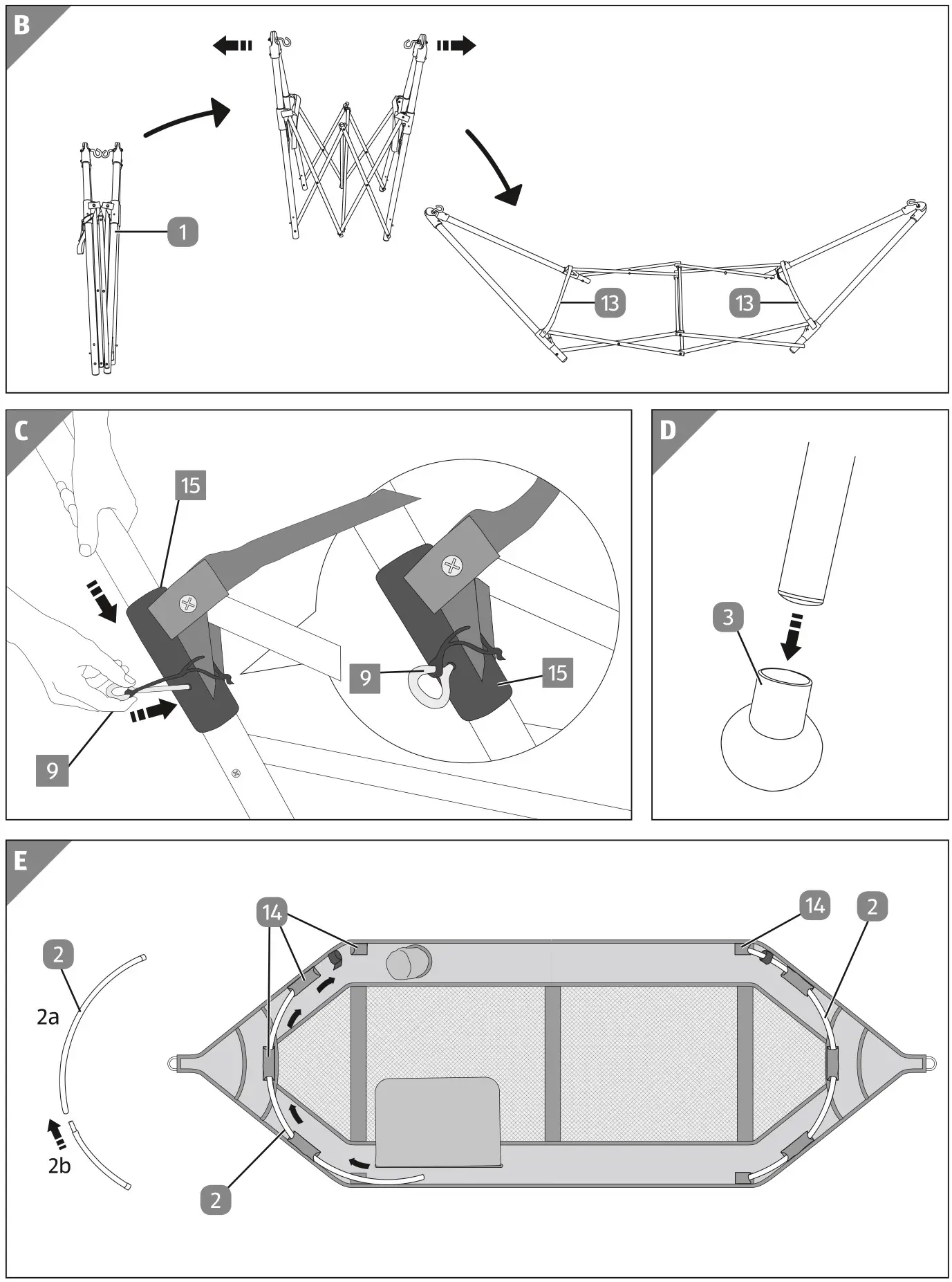 ALDI 806163461609800 Hammock with Foldable Frame - Figure B-E