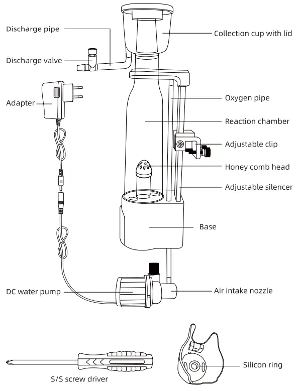 hygger HG048 Internal Mini Protein Skimmer - diagram