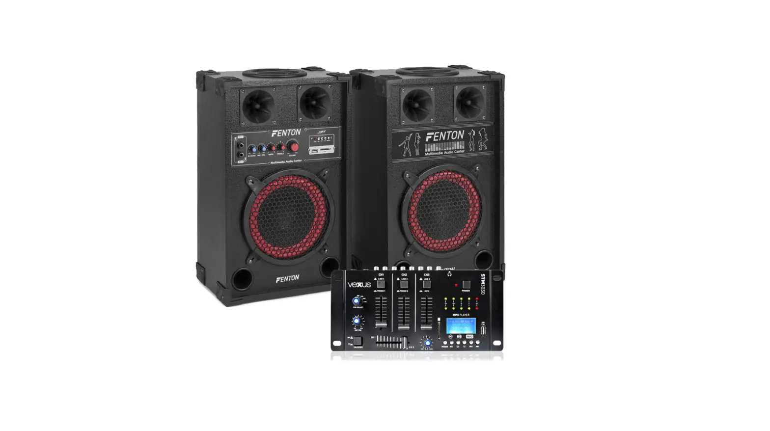 Fenton Spb-8 Bluetooth Active Party Pa Speaker Pair With Mixer Instruction Manual