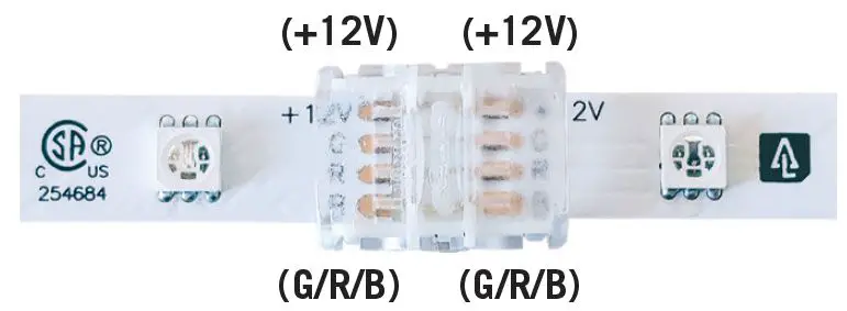 Insert the LED tape into the connector 1