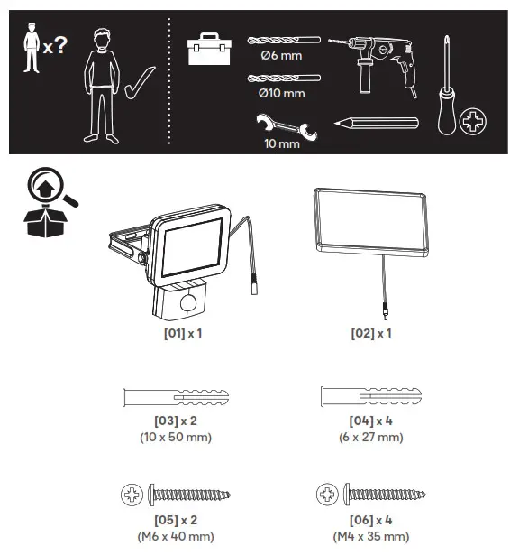 LAP RB0256A Outdoor LED Solar Floodlight with PIR Sensor- Tools