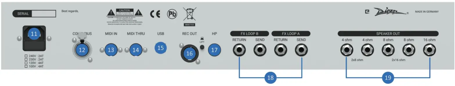DiezeL VHX 100 Watt Tube Head with IR Enabled DI - FRONT PANEL 1