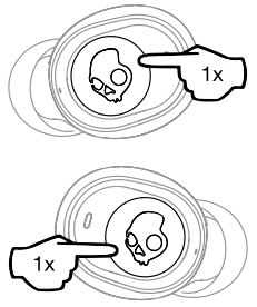 Skullcandy Jib True Series Wireless In Ear Headphones - Play and pause