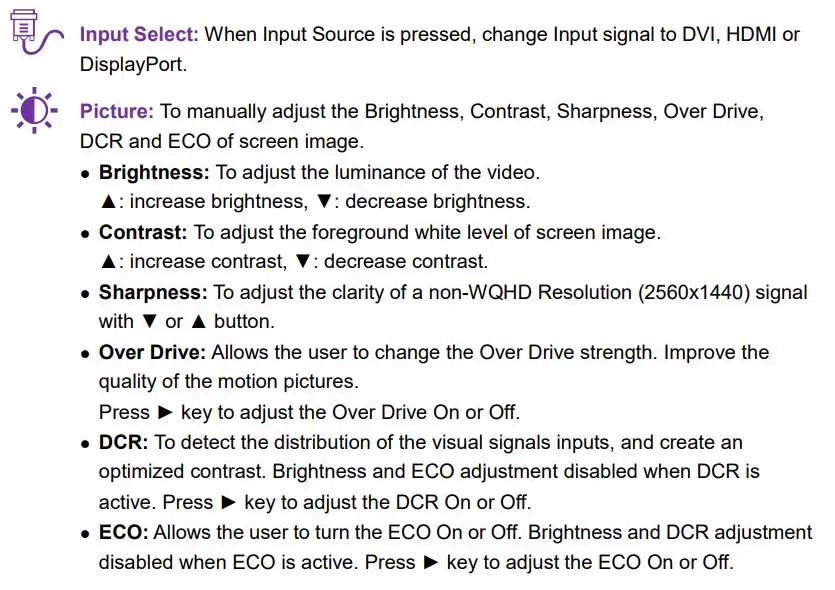 terra LCD LED 2766W PV LED 68.6cm 27 Inch 2560x1440p HDMI DisplayPort User Manual - Short Cuts Function from the button