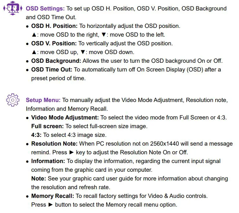 terra LCD LED 2766W PV LED 68.6cm 27 Inch 2560x1440p HDMI DisplayPort User Manual - Short Cuts Function from the button