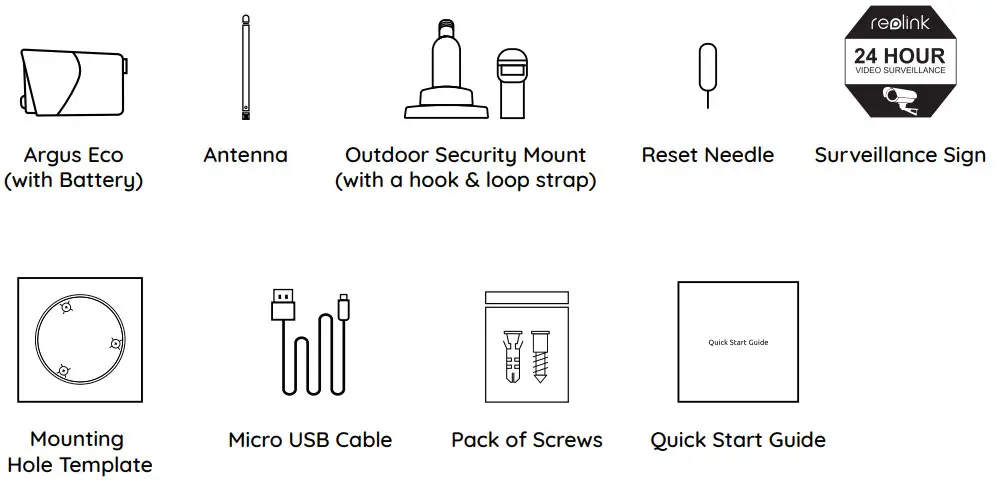 reolink Argus Eco Wi Fi Camera 2MP PIR Motion Sensor - Box