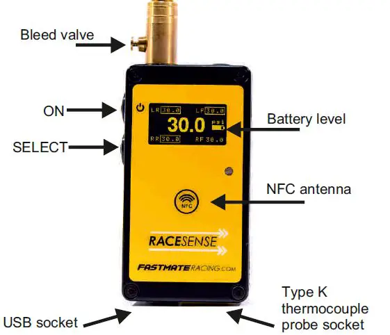 HMS motorsport 0001.20TC Tire Pressure Gauge with Pyrometer-FIG1