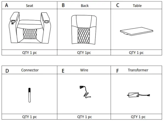 merax PP198292 Power Recliner Chair - Parts List
