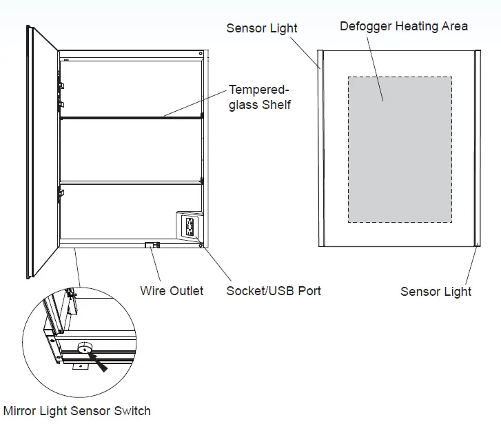 WOODBRIDGE MCL2430 LED Medicine Cabinet fig (1)