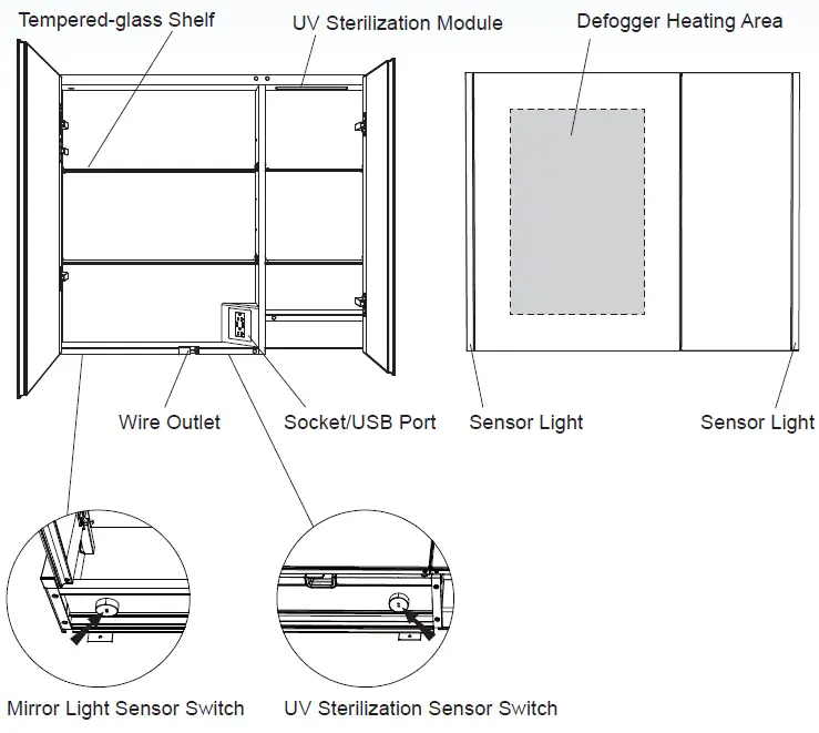 WOODBRIDGE MCL2430 LED Medicine Cabinet fig (3)