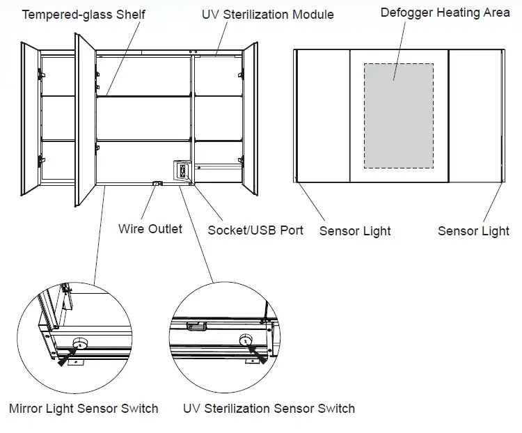 WOODBRIDGE MCL2430 LED Medicine Cabinet fig (5)
