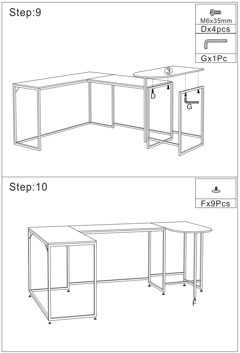 Maincraft D01-CD037 U shaped Brown MDF Corner Computer Desk - fig 1