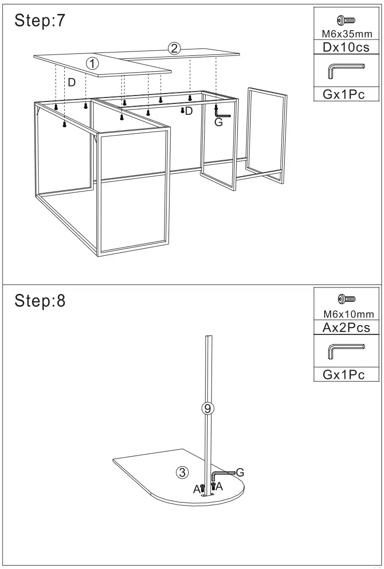 Maincraft D01-CD037 U shaped Brown MDF Corner Computer Desk - fig 2