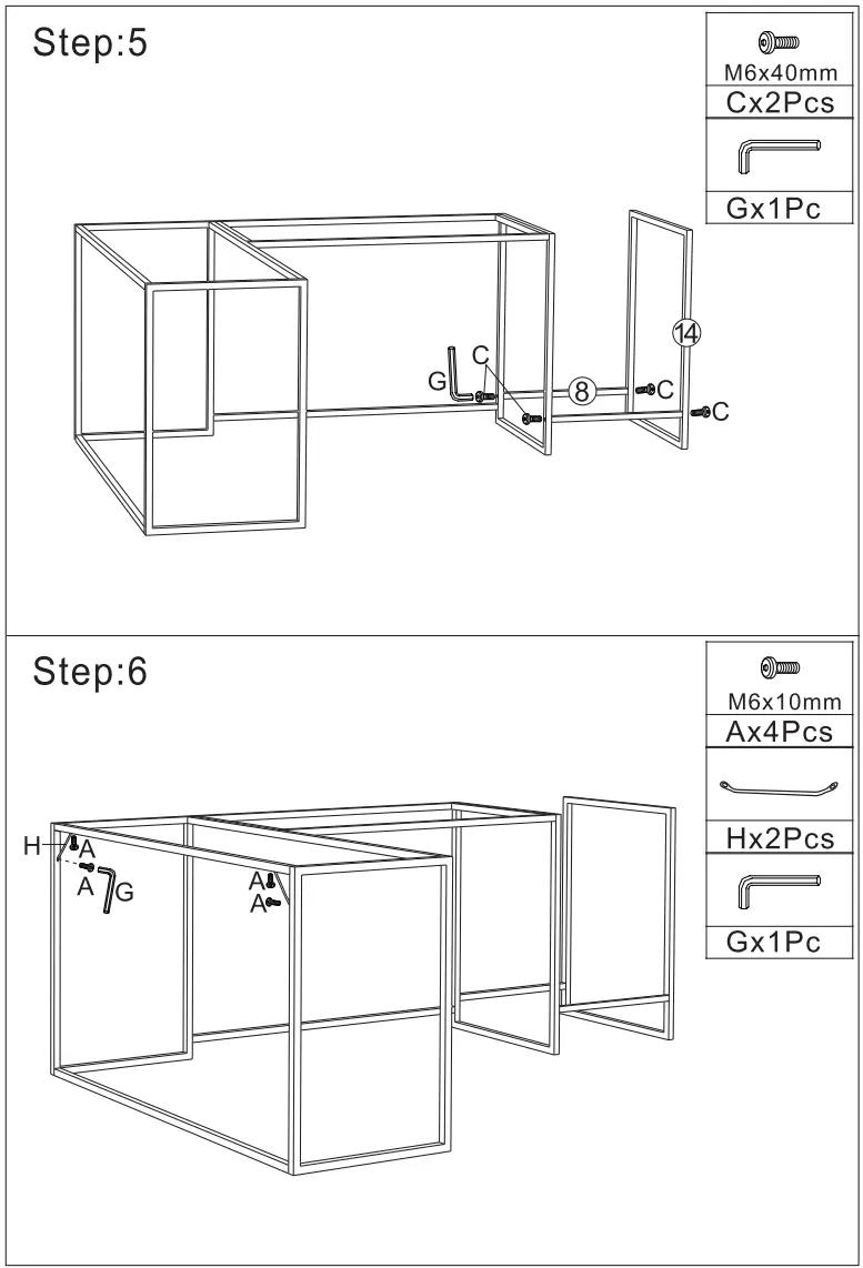 Maincraft D01-CD037 U shaped Brown MDF Corner Computer Desk - fig 3