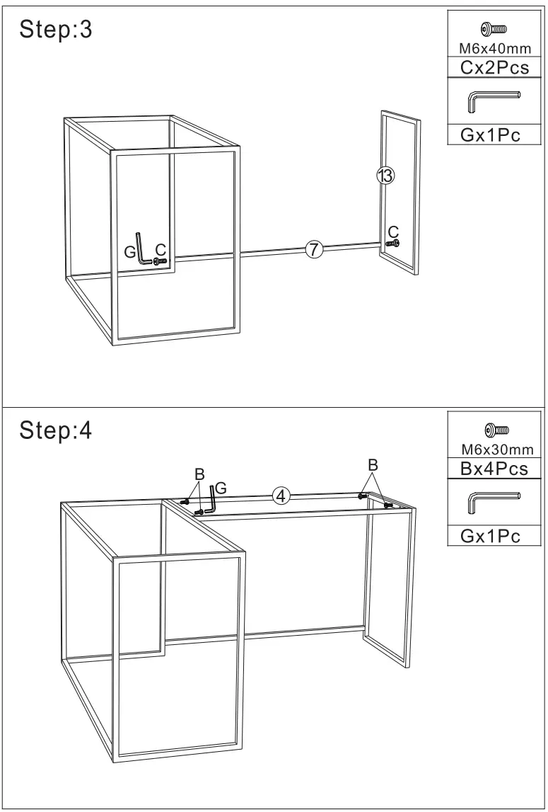 Maincraft D01-CD037 U shaped Brown MDF Corner Computer Desk - fig 4