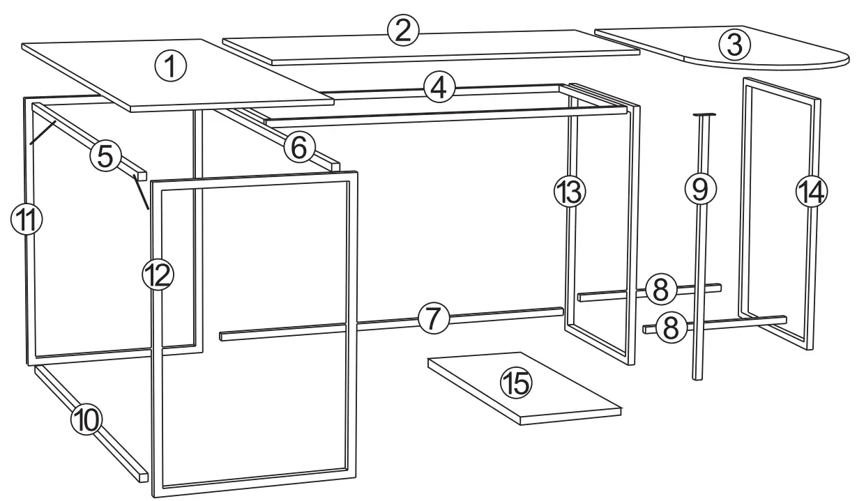 Maincraft D01-CD037 U shaped Brown MDF Corner Computer Desk - fig 9