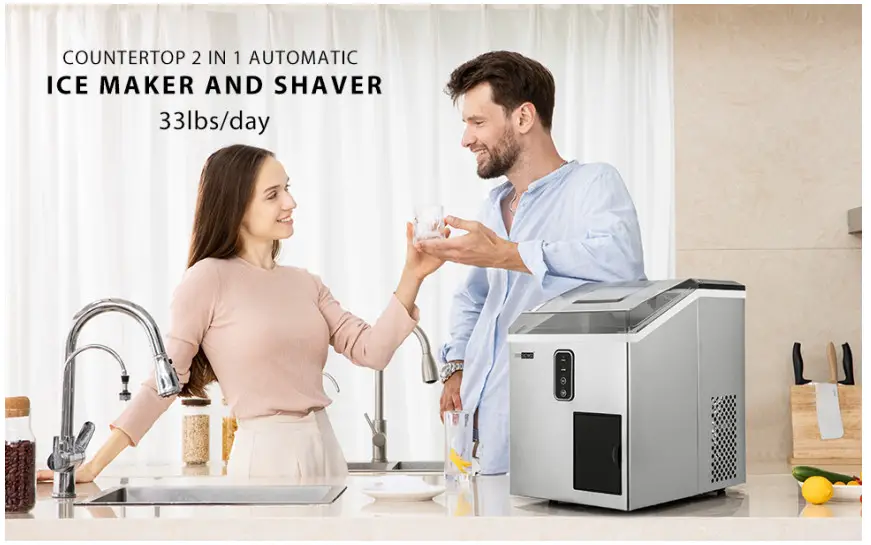 VIVOHOME X002WVCSNN 2 In 1 Electric Portable Compact Countertop Automatic Ice Maker and Shaver