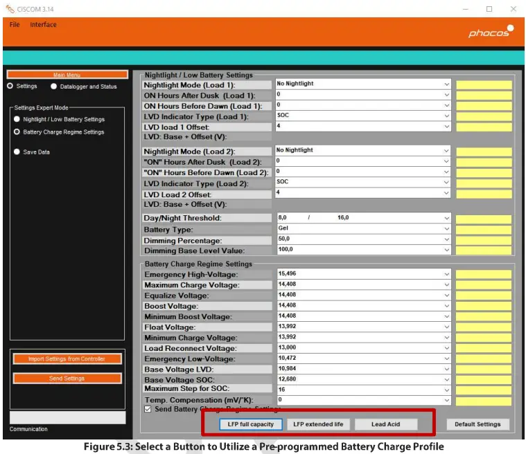 phocos CISCOM PC Software - fig 18