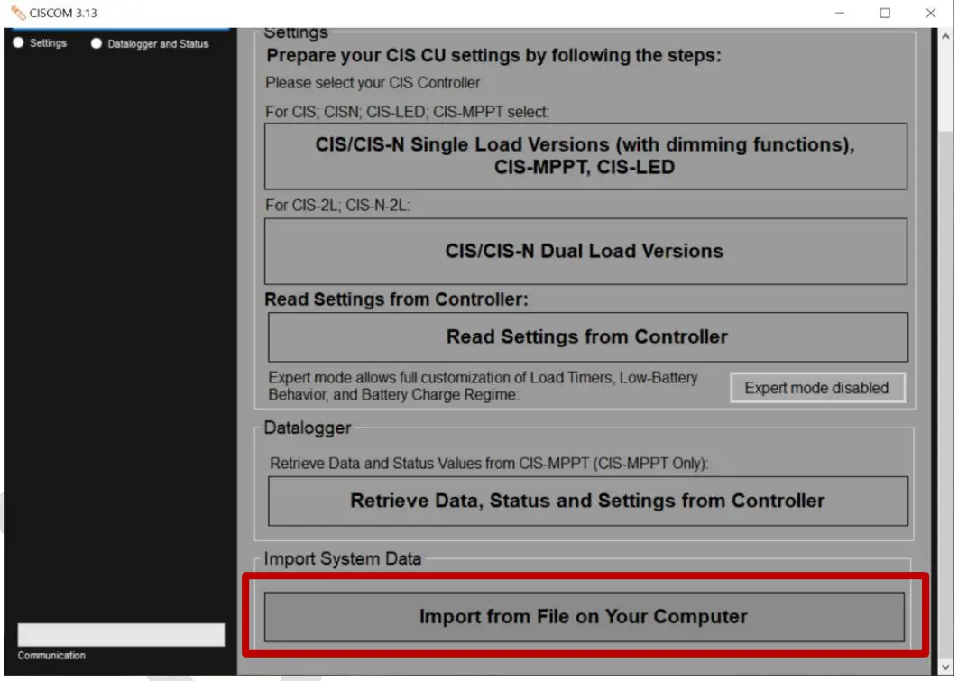 phocos CISCOM PC Software - fig 4