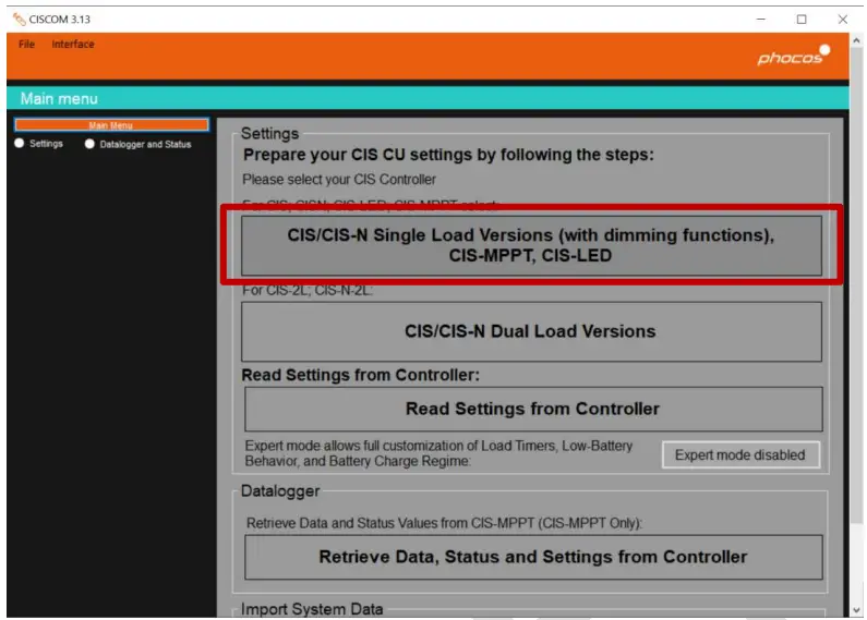 phocos CISCOM PC Software - fig 5