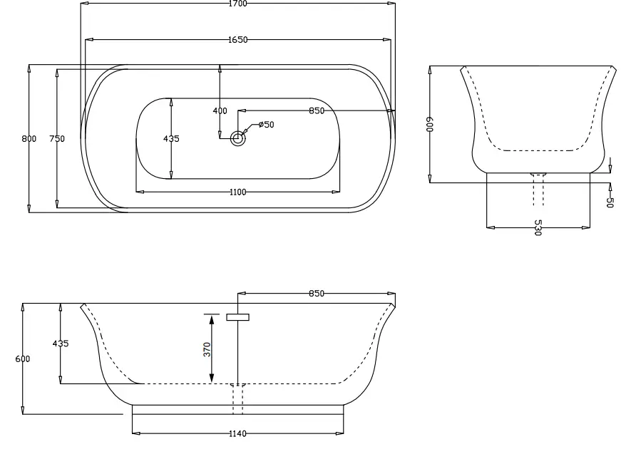 CLOVIS-21S0103-67-Acrylic-Flatbottom-Soaking-Bathtub-FIG1