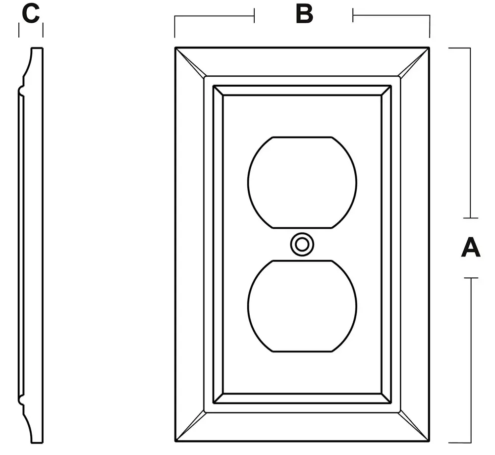 allen roth W31558-PW-UC Wood Architectural 1-Gang Standard Toggle/Duplex Wall Dimension