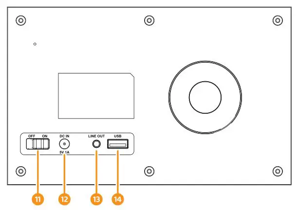 OAKCASTLE IR100 Bluetooth Internet Radio - Back View Control Buttons
