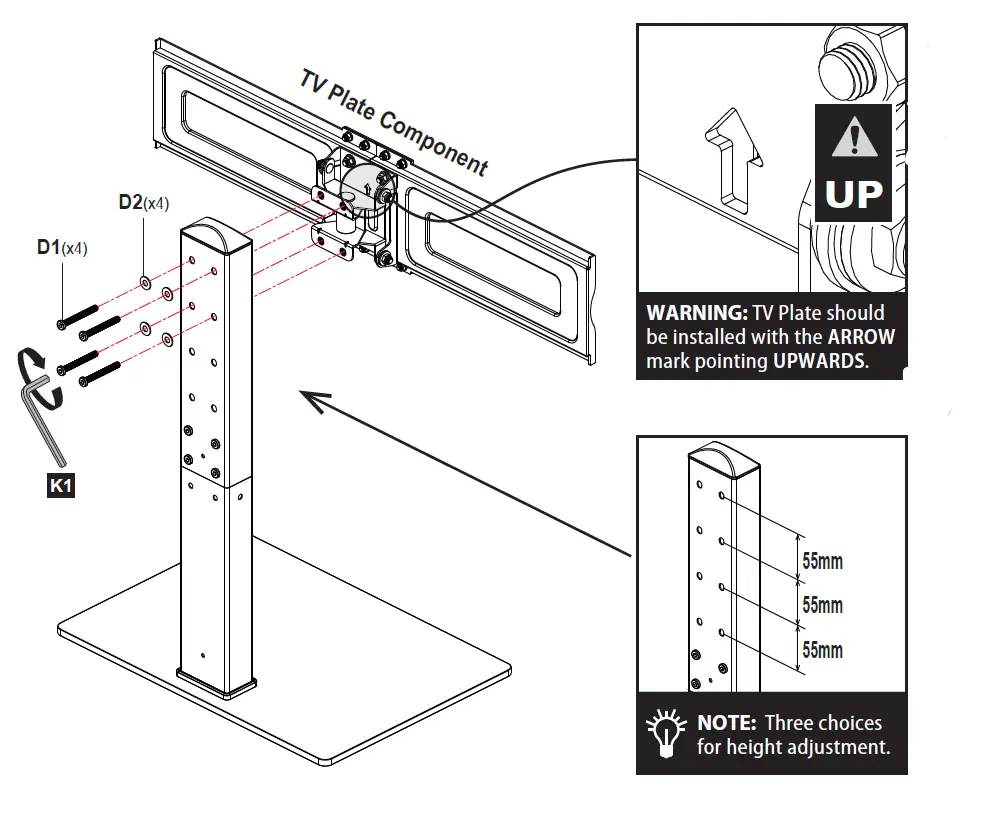 MOUNTUP MU0031 Universal TV Stand 48