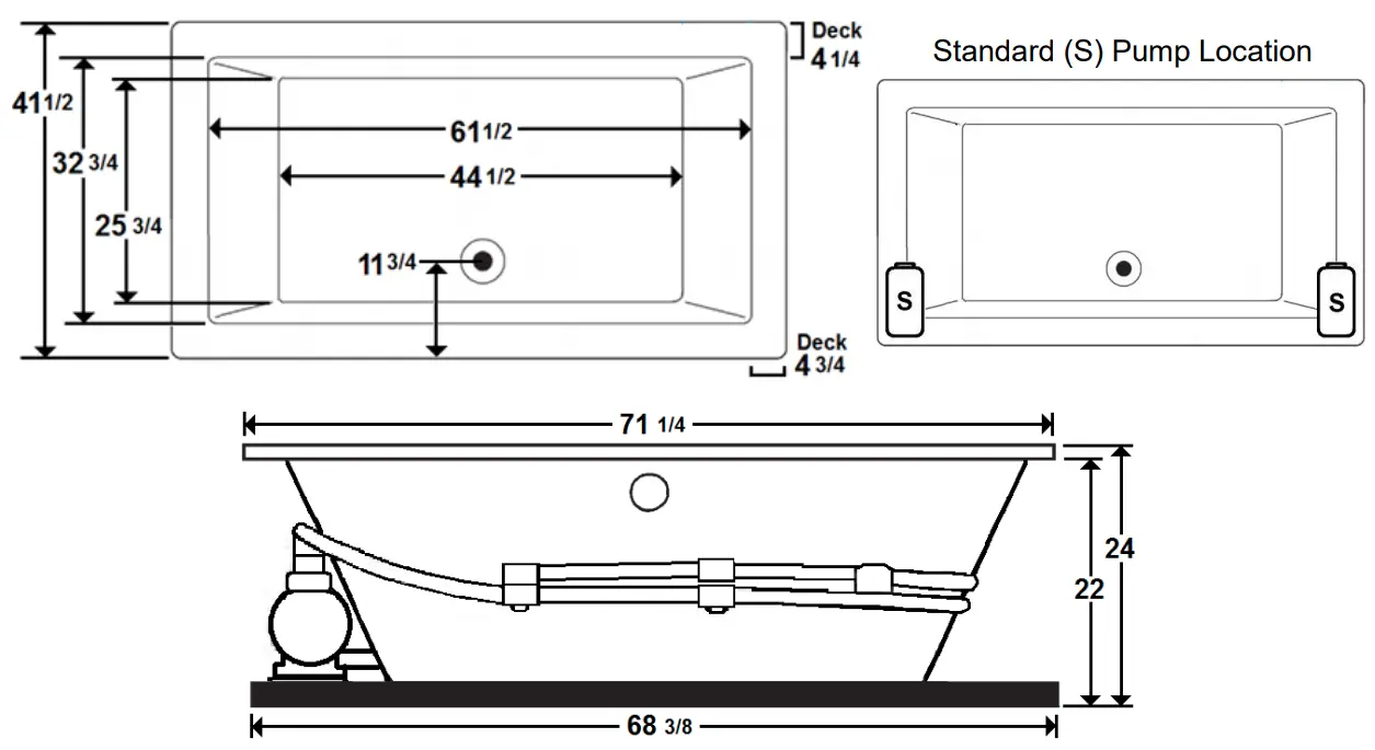 Laurel Mountain 7242FWA064 72 Inch x 42 Inch Drop In Acrylic Combo Bath - fig