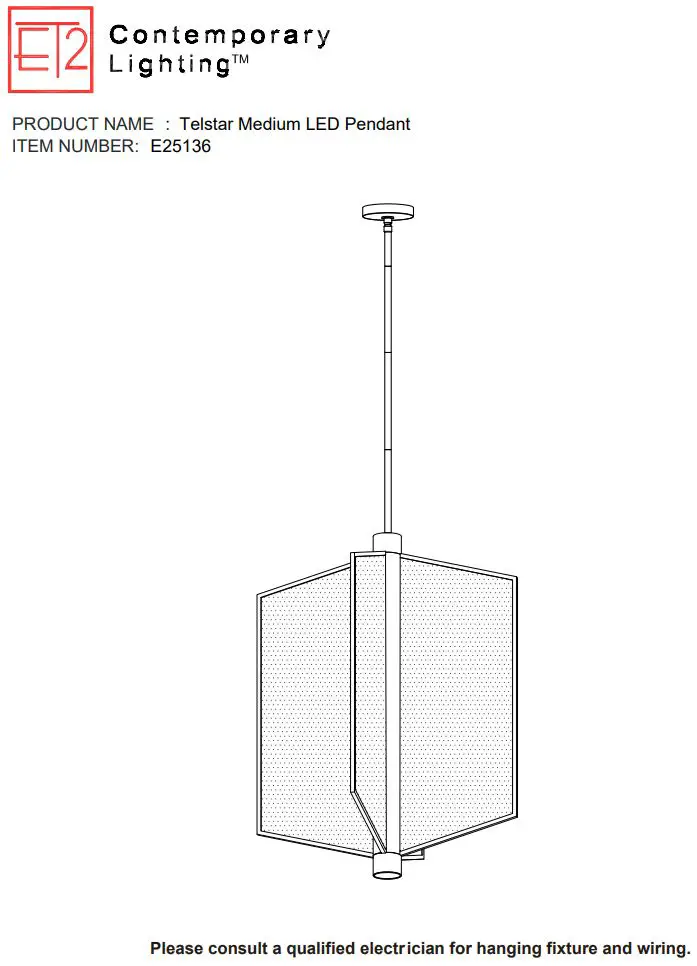 ET2 Contemporary Lighting E25136 Telstar Medium LED Pendant Instruction Manual