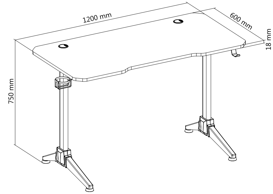 LogiLink EO0042 Gaming Desk with RGB Lighting - FIG 3