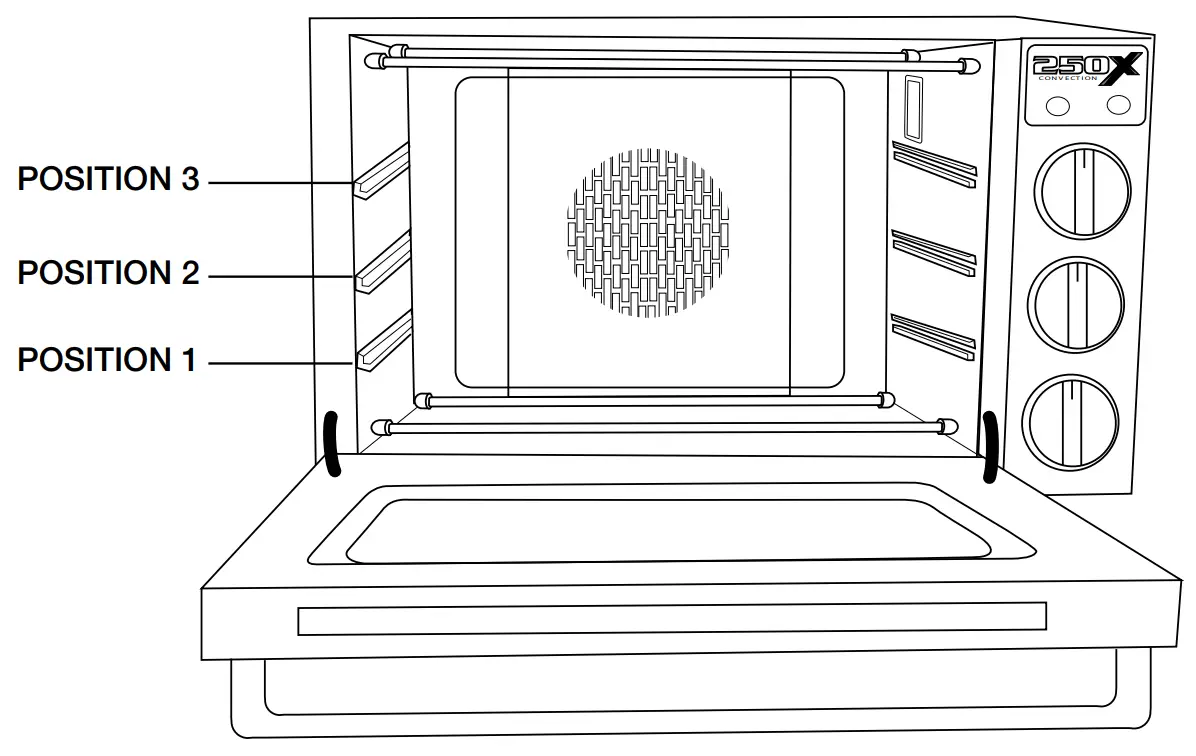 WARING COMMERCIAL WCO250X Quarter Size Heavy Duty Convection Oven - POSITIONS
