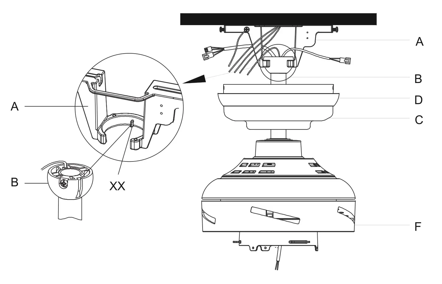 HAMPTON BAY FC120-CARL 48-Inch LED Indoor Air Filtering Ceiling Fan - Hang the motor assembly