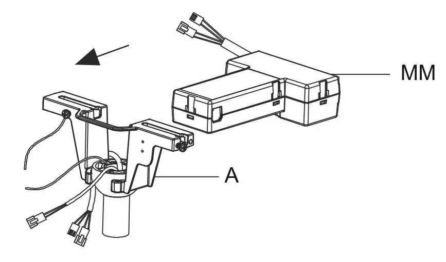 HAMPTON BAY FC120-CARL 48-Inch LED Indoor Air Filtering Ceiling Fan - Insert the receiver (MM) into the hanger bracket assembly (A).