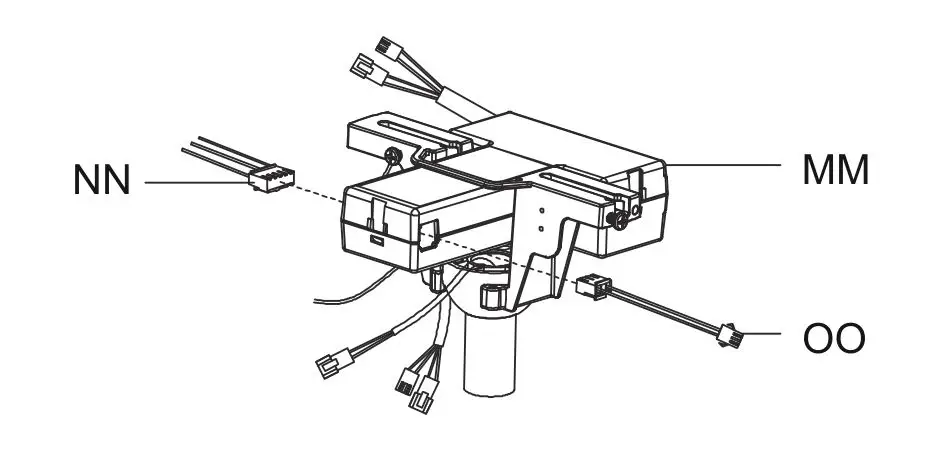 HAMPTON BAY FC120-CARL 48-Inch LED Indoor Air Filtering Ceiling Fan - Insert the wire harness (NN) and wire harness (OO) into the receiver (MM)