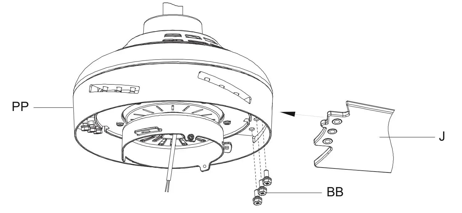 HAMPTON BAY FC120-CARL 48-Inch LED Indoor Air Filtering Ceiling Fan - Install the fan blades