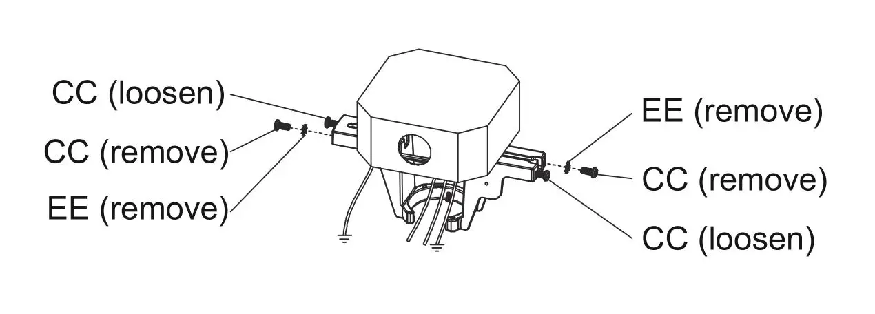 HAMPTON BAY FC120-CARL 48-Inch LED Indoor Air Filtering Ceiling Fan - Remove one screw (CC) and external washer (EE)