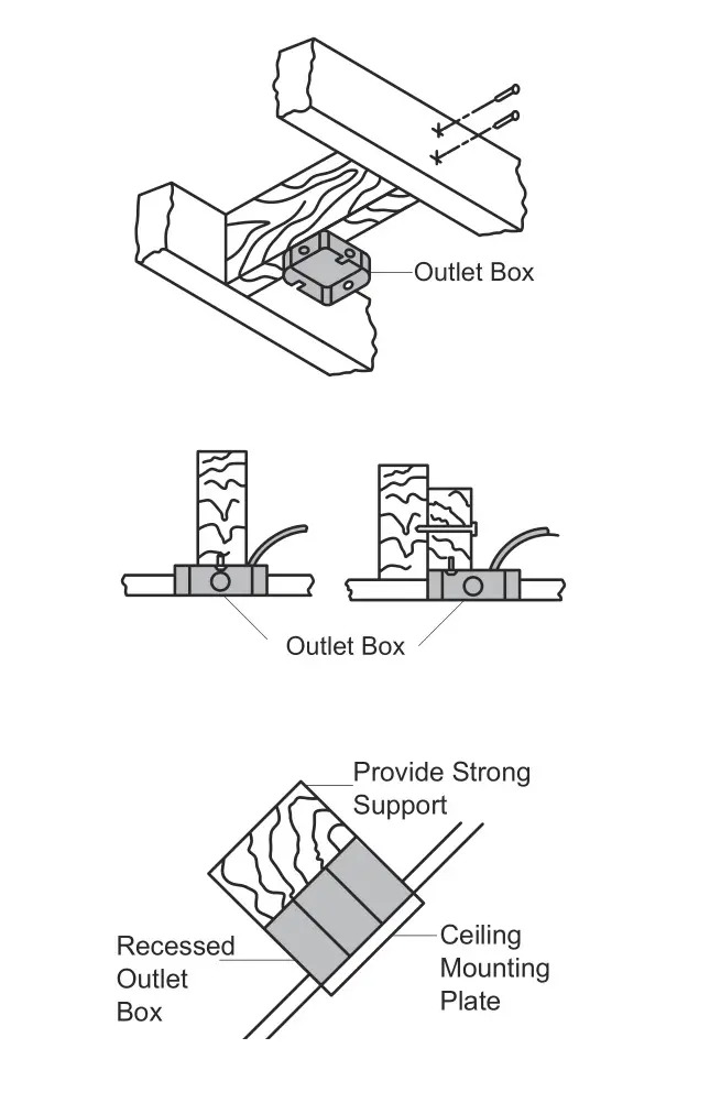 HAMPTON BAY FC120-CARL 48-Inch LED Indoor Air Filtering Ceiling Fan - The illustrations below show three different ways to mount the