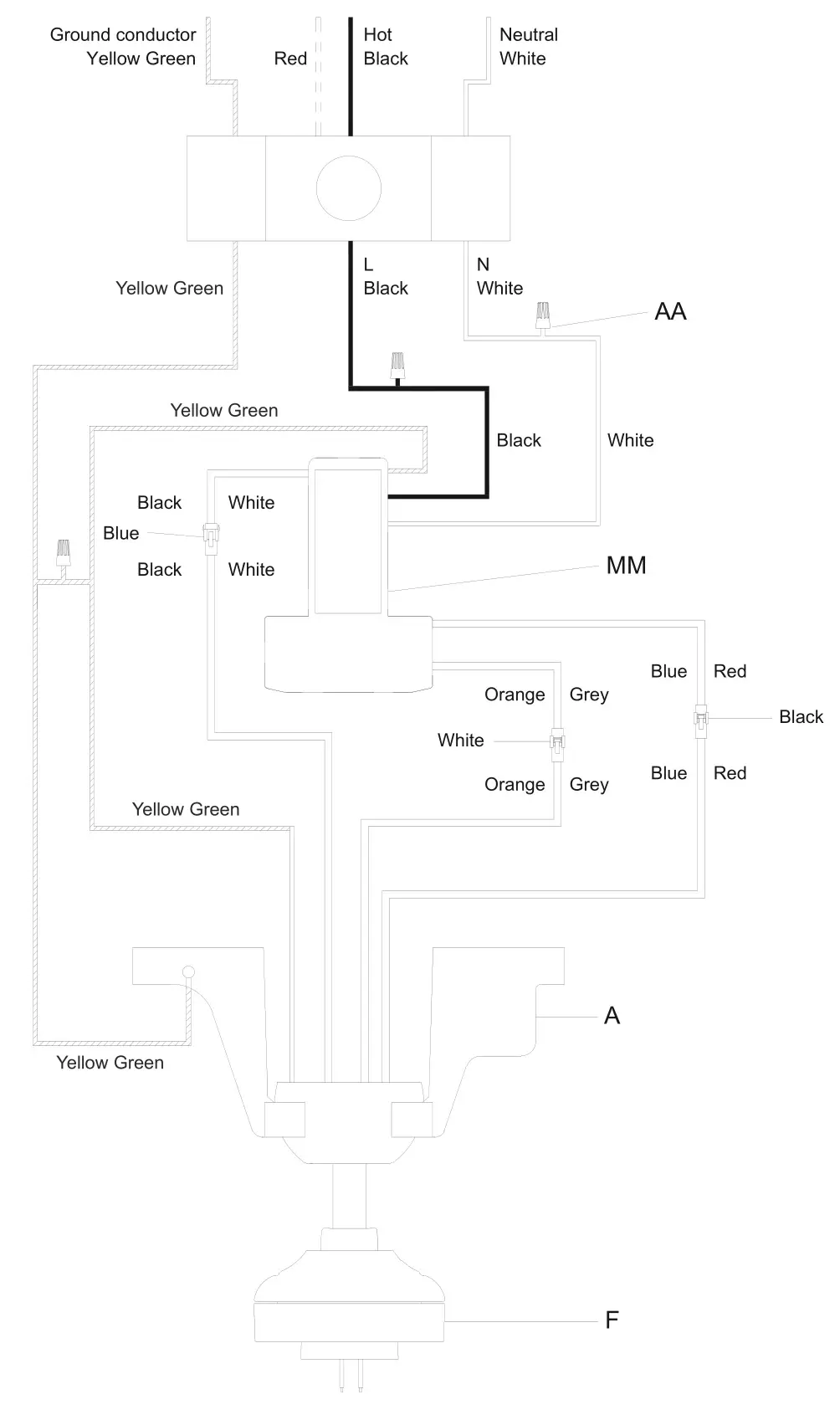 HAMPTON BAY FC120-CARL 48-Inch LED Indoor Air Filtering Ceiling Fan - Wiring the receiver