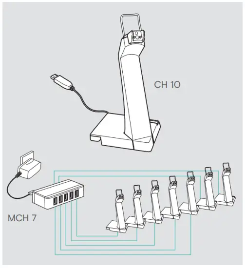 Charging several headsets