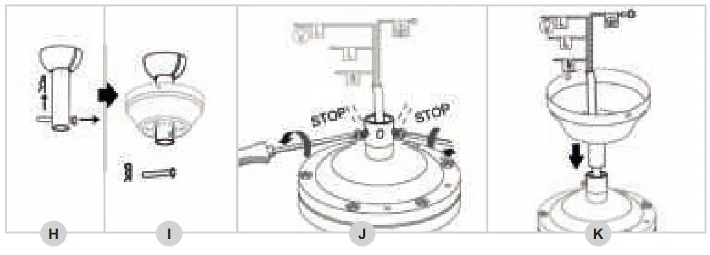 bESTRON DHB42W Ceiling Fan - installing the down rod onto the motor 1