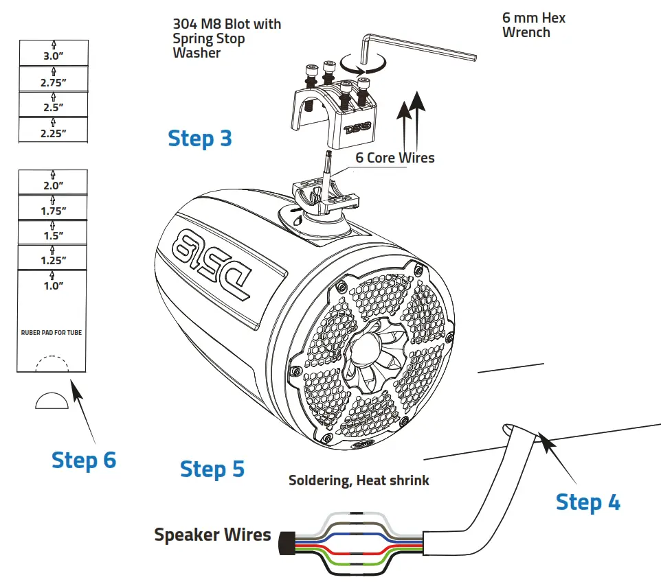 DS18 CF X10TP NS Marine Tower Pod For 10 Inch Speakers - fig
