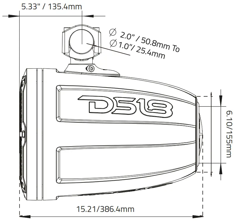 DS18 CF X10TP NS Marine Tower Pod For 10 Inch Speakers - fig8