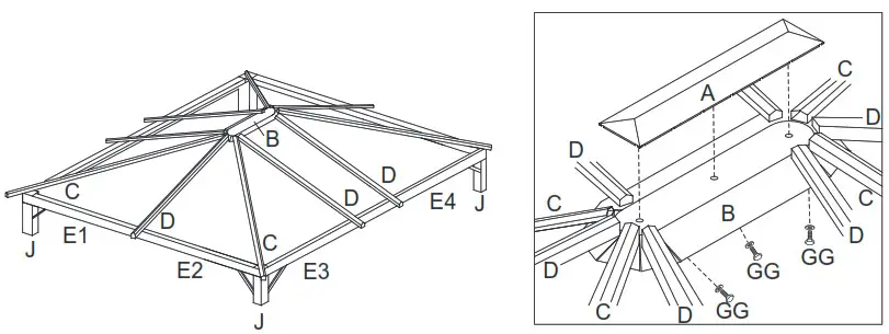 wayfair KNHPC0220601002 Charcoal Dark Grey Single Top Steel Gazebo with Mosquito - Assembly Instructions 11