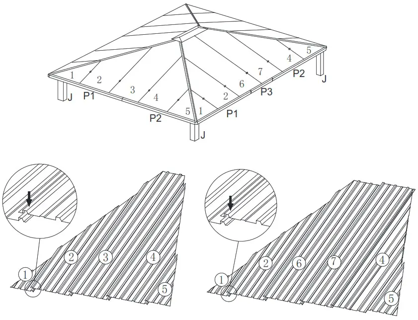 wayfair KNHPC0220601002 Charcoal Dark Grey Single Top Steel Gazebo with Mosquito - Assembly Instructions 14